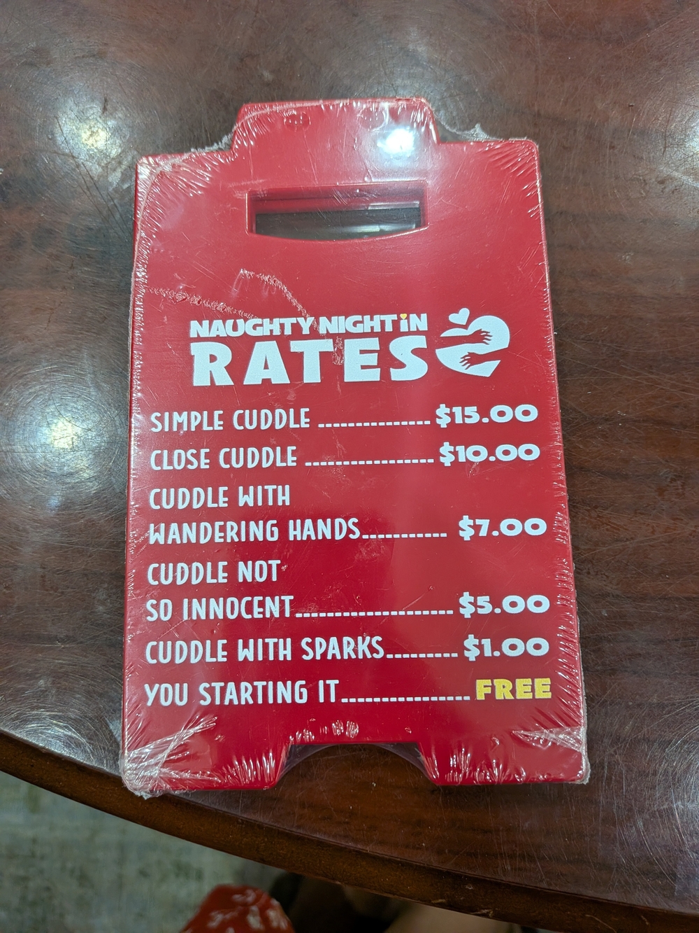 Brand New Naughty Night In Rates Mini Sign For Couples